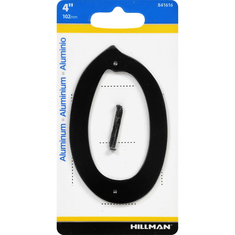 HILLMAN - Hillman 4 in. Black Aluminum Nail-On Number 0 1 pc - Case of 3