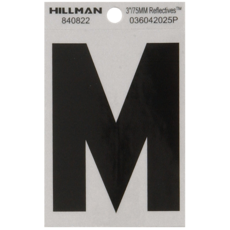 HILLMAN - Hillman 3 in. Reflective Black Vinyl Self-Adhesive Letter M 1 pc - Case of 6