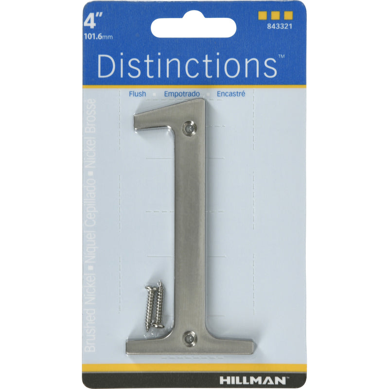 HILLMAN - Hillman Distinctions 4 in. Silver Zinc Die-Cast Screw-On Number 1 1 pc - Case of 3