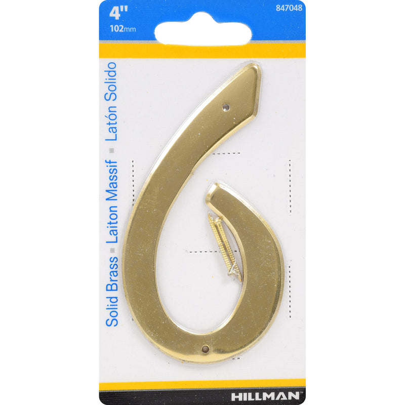 HILLMAN - Hillman 4 in. Gold Brass Nail-On Number 6 1 pc - Case of 3