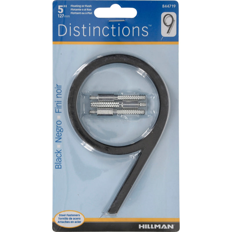 HILLMAN - Hillman Distinctions 5 in. Black Steel Screw-On Number 9 1 pc - Case of 3