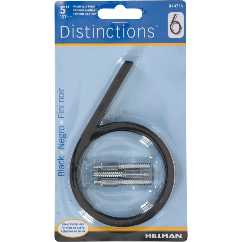 HILLMAN - Hillman Distinctions 5 in. Black Steel Screw-On Number 6 1 pc - Case of 3