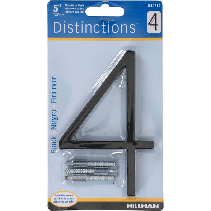 HILLMAN - Hillman Distinctions 5 in. Black Steel Screw-On Number 4 1 pc - Case of 3