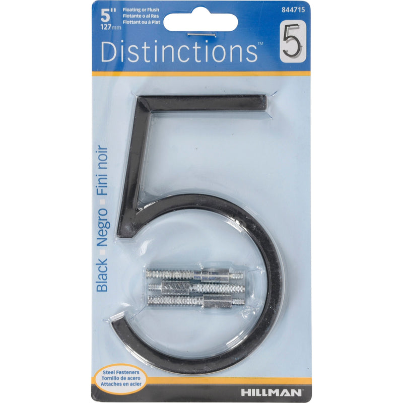 HILLMAN - Hillman Distinctions 5 in. Black Steel Screw-On Number 5 1 pc - Case of 3