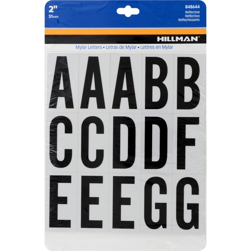 HILLMAN - Hillman 2 in. Reflective Black Vinyl Self-Adhesive Letter Set A-Z 63 pc - Case of 6