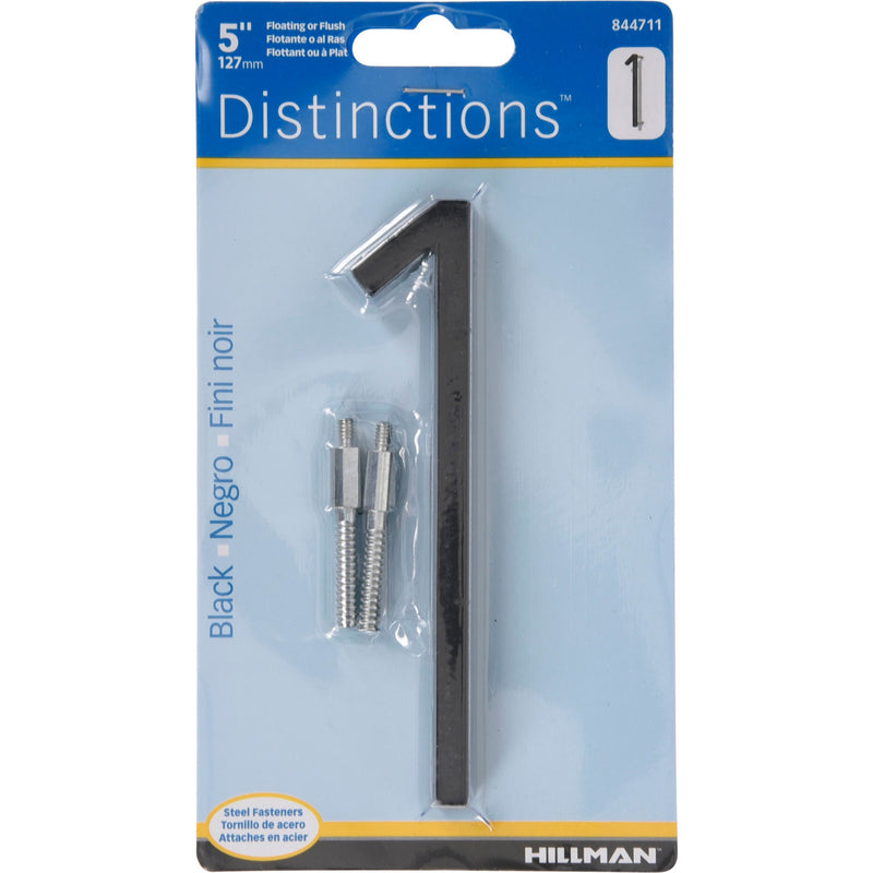 HILLMAN - Hillman Distinctions 5 in. Black Steel Screw-On Number 1 1 pc - Case of 3