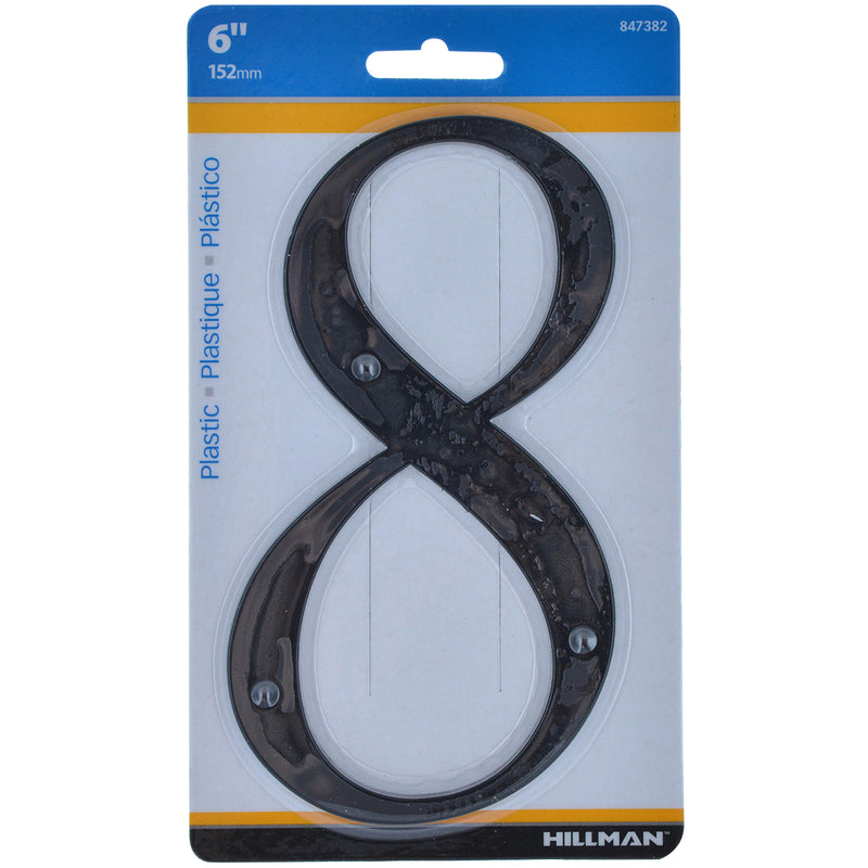 HILLMAN - Hillman 6 in. Black Plastic Nail-On Number 8 1 pc - Case of 3