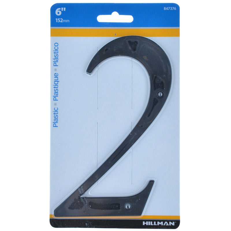 HILLMAN - Hillman 6 in. Black Plastic Nail-On Number 2 1 pc - Case of 3