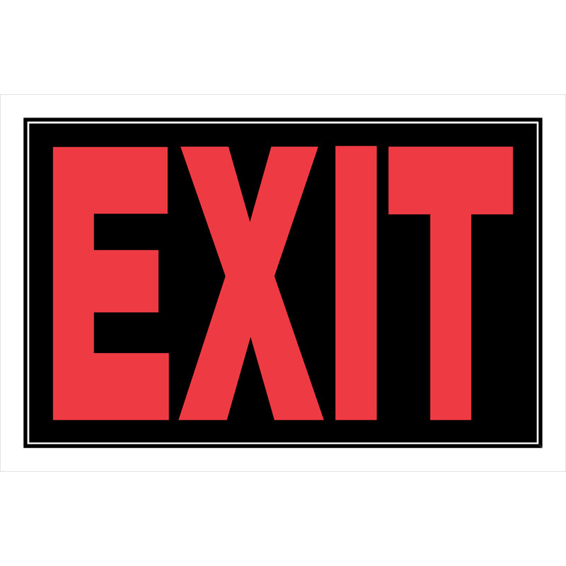 HILLMAN - Hillman English Black Exit Sign 8 in. H X 12 in. W - Case of 6