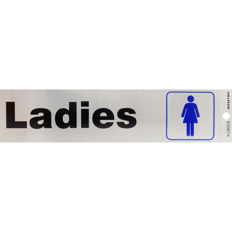 HILLMAN - Hillman English Silver Restroom Decal 2 in. H X 8 in. W - Case of 6 [839814]