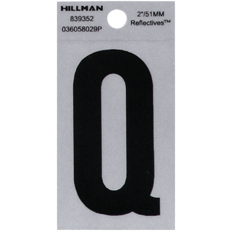 HILLMAN - Hillman 2 in. Reflective Black Vinyl Self-Adhesive Letter Q 1 pc - Case of 6