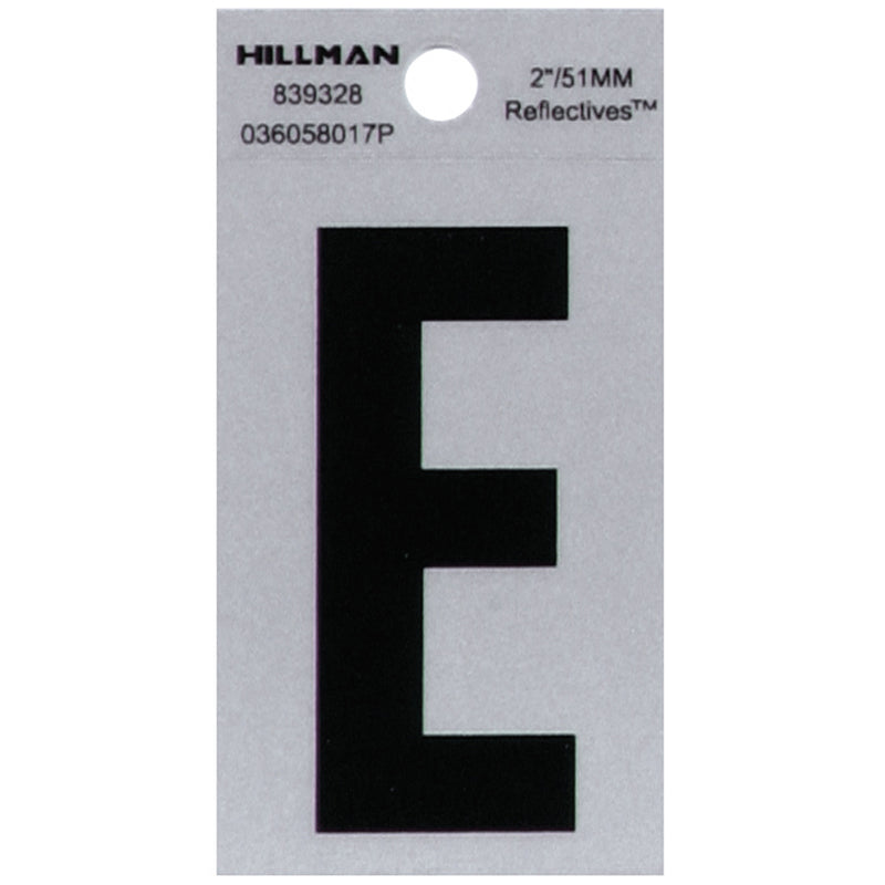 HILLMAN - Hillman 2 in. Reflective Black Vinyl Self-Adhesive Letter E 1 pc - Case of 6