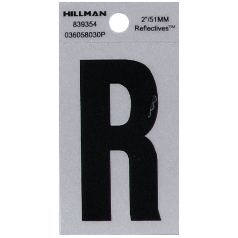 HILLMAN - Hillman 2 in. Reflective Black Vinyl Self-Adhesive Letter R 1 pc - Case of 6