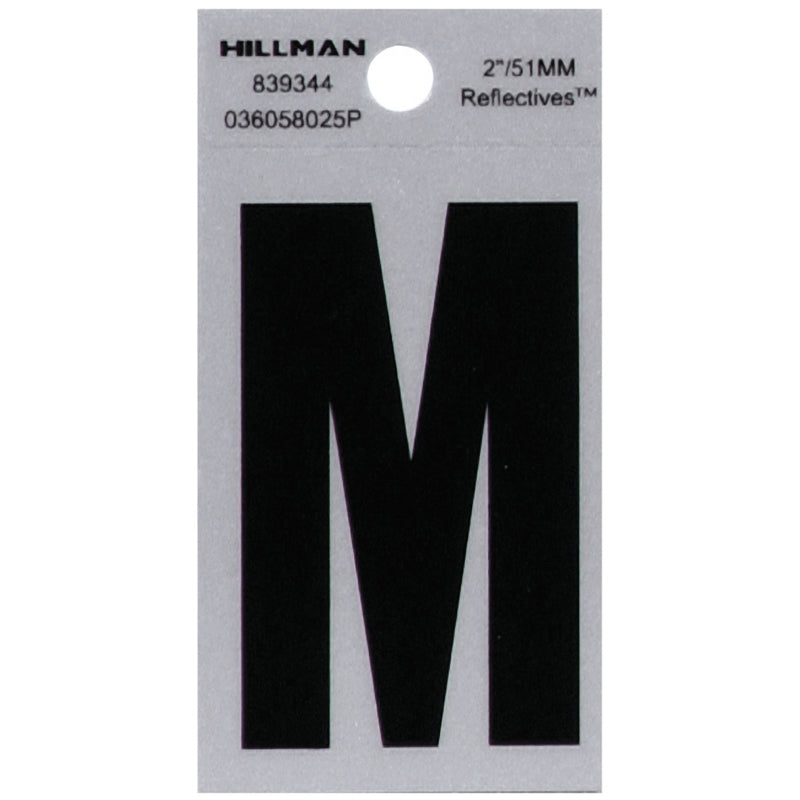 HILLMAN - Hillman 2 in. Reflective Black Vinyl Self-Adhesive Letter M 1 pc - Case of 6