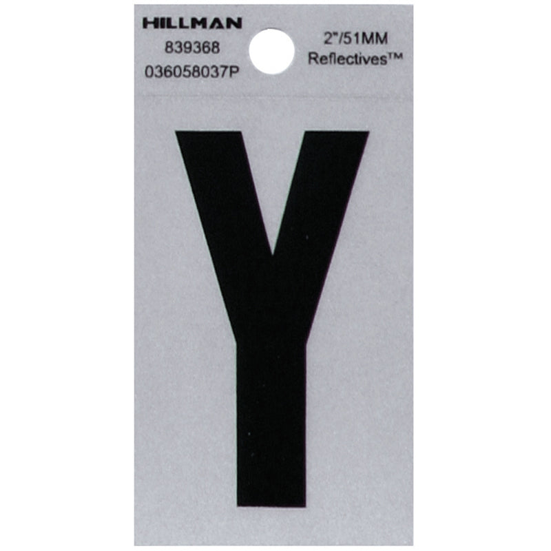 HILLMAN - Hillman 2 in. Reflective Black Vinyl Self-Adhesive Letter Y 1 pc - Case of 6