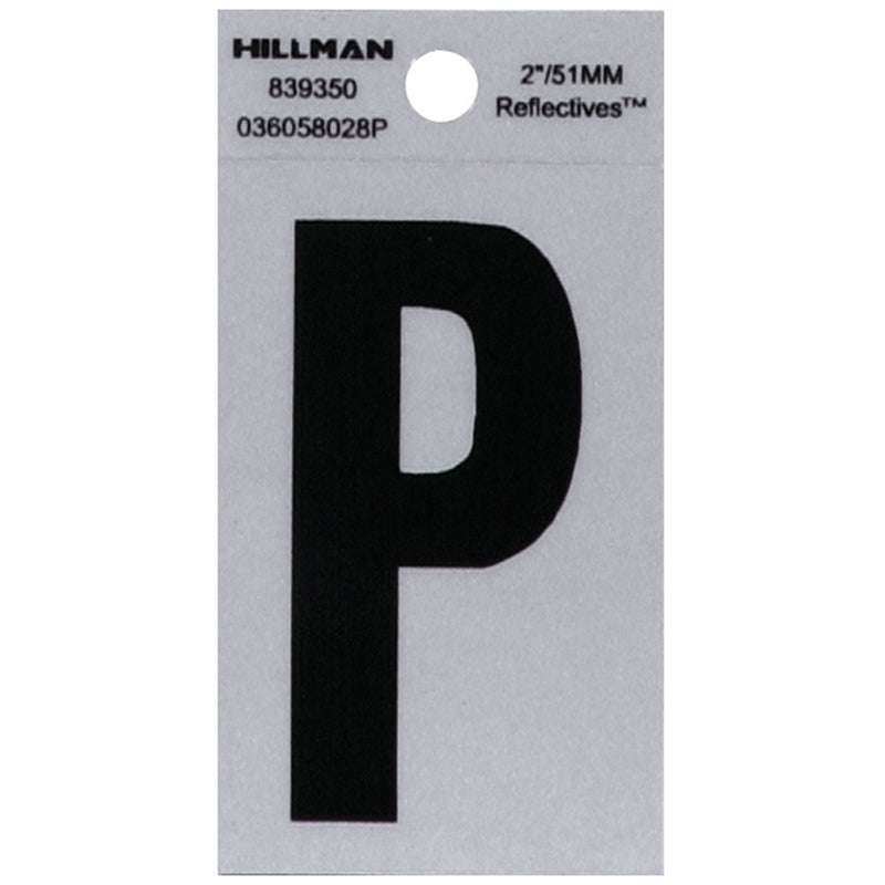 HILLMAN - Hillman 2 in. Reflective Black Vinyl Self-Adhesive Letter P 1 pc - Case of 6