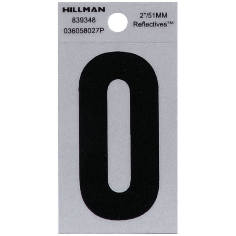 HILLMAN - Hillman 2 in. Reflective Black Vinyl Self-Adhesive Letter O 1 pc - Case of 6