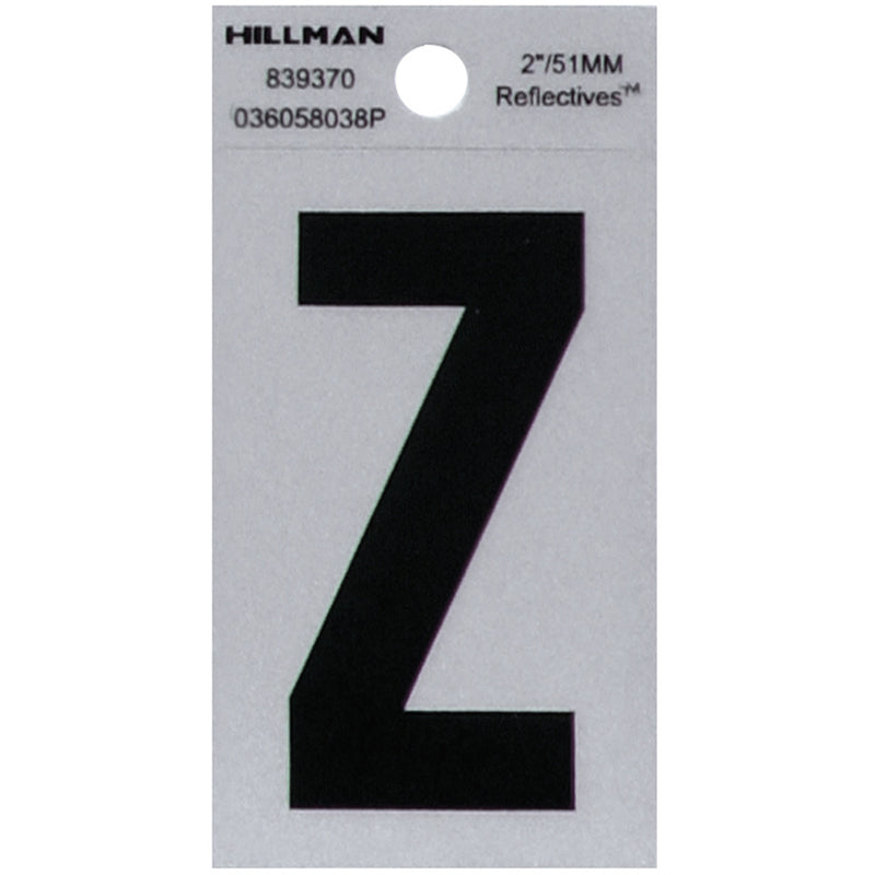 HILLMAN - Hillman 2 in. Reflective Black Vinyl Self-Adhesive Letter Z 1 pc - Case of 6