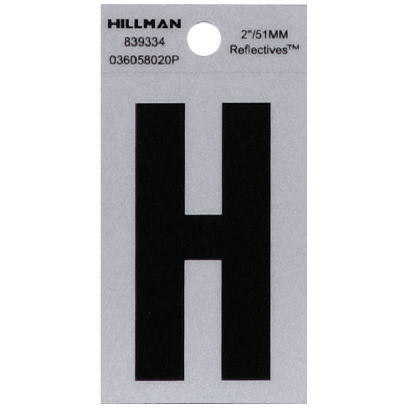 HILLMAN - Hillman 2 in. Reflective Black Vinyl Self-Adhesive Letter H 1 pc - Case of 6