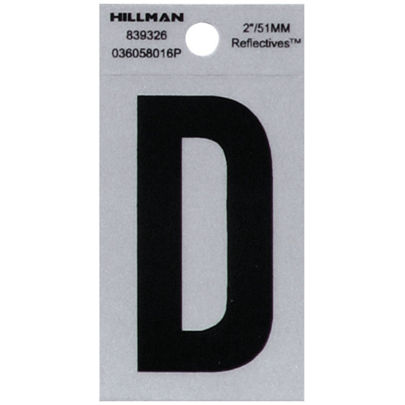 HILLMAN - Hillman 2 in. Reflective Black Vinyl Self-Adhesive Letter D 1 pc - Case of 6