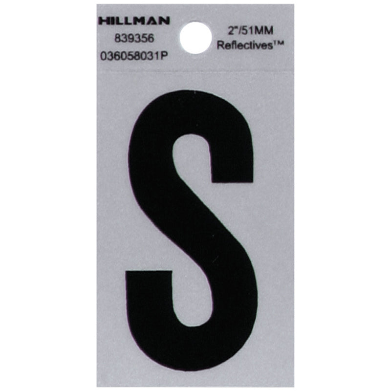 HILLMAN - Hillman 2 in. Reflective Black Vinyl Self-Adhesive Letter S 1 pc - Case of 6