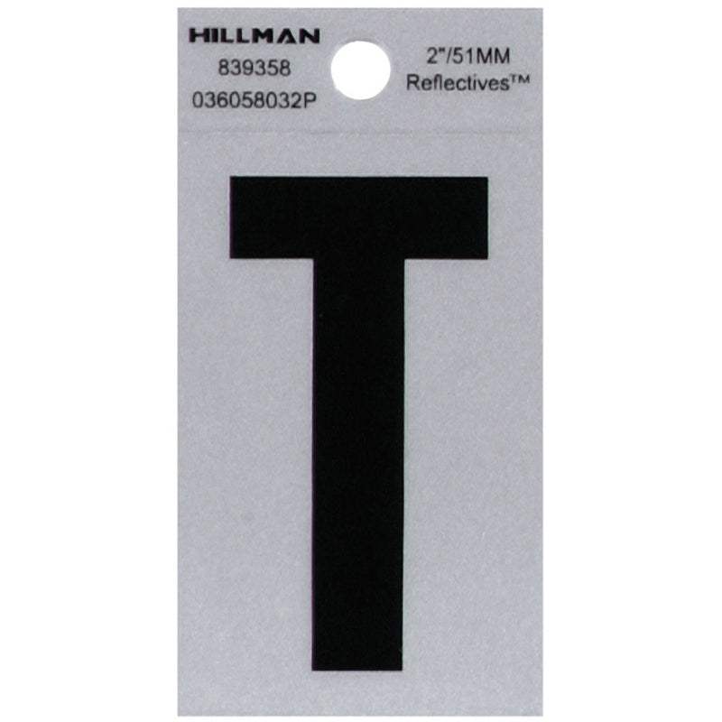 HILLMAN - Hillman 2 in. Reflective Black Vinyl Self-Adhesive Letter T 1 pc - Case of 6