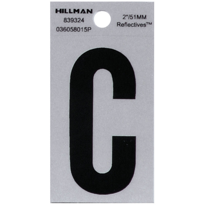 HILLMAN - Hillman 2 in. Reflective Black Vinyl Self-Adhesive Letter C 1 pc - Case of 6