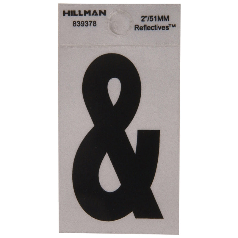 HILLMAN - Hillman 2 in. Reflective Black Vinyl Self-Adhesive Special Character Ampersand 1 pc - Case of 6