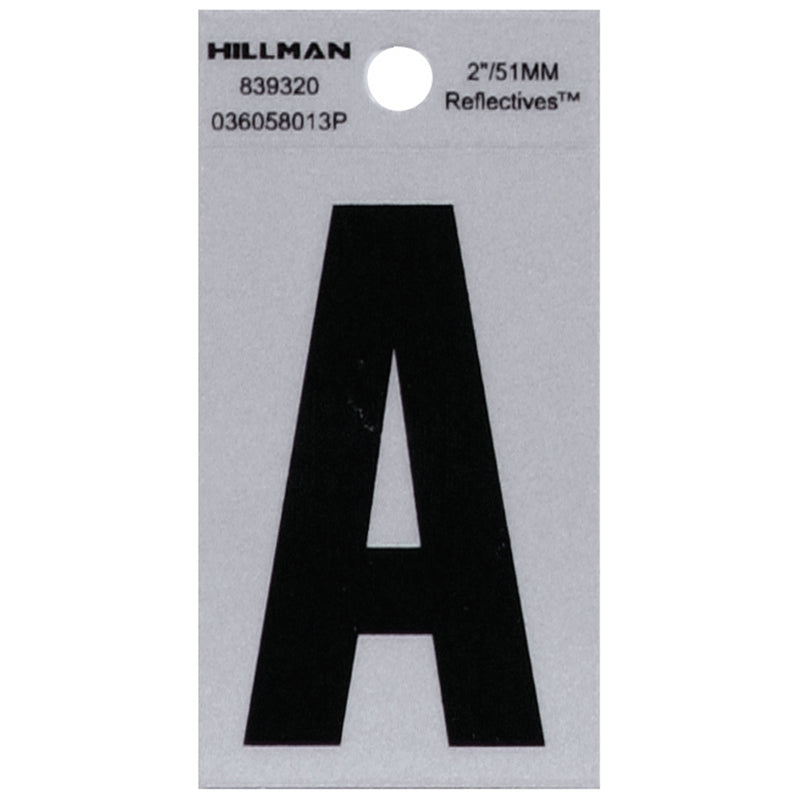 HILLMAN - Hillman 2 in. Reflective Black Vinyl Self-Adhesive Letter A 1 pc - Case of 6