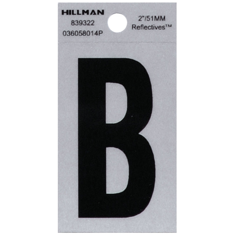 HILLMAN - Hillman 2 in. Reflective Black Vinyl Self-Adhesive Letter B 1 pc - Case of 6