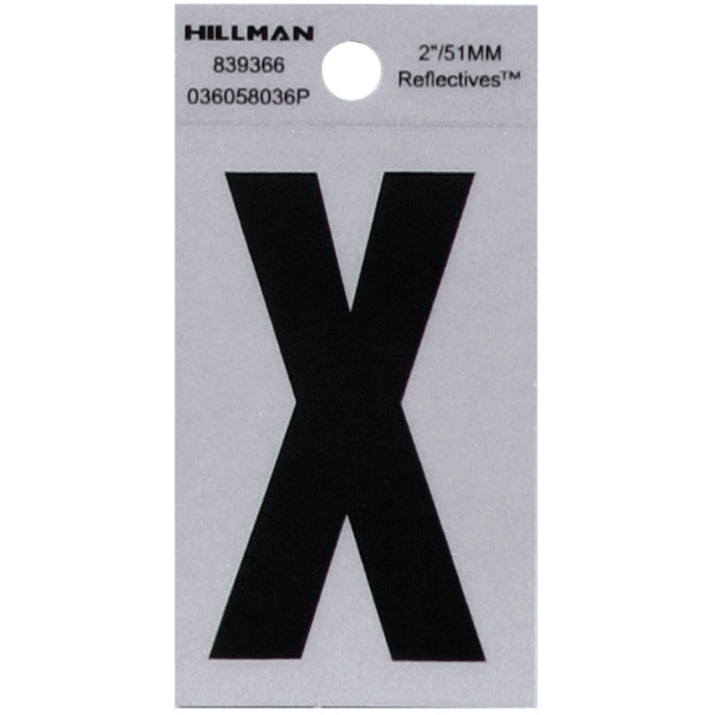 HILLMAN - Hillman 2 in. Reflective Black Vinyl Self-Adhesive Letter X 1 pc - Case of 6