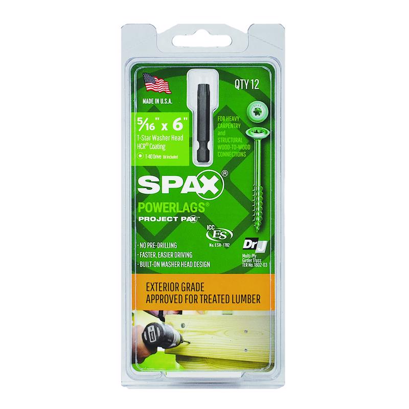 SPAX - SPAX PowerLag 5/16 in. in. X 6 in. L T-40 Washer Head Structural Screws 12 pk