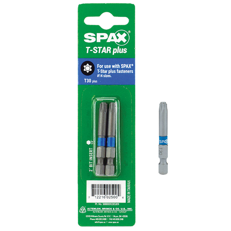 SPAX - SPAX T30 X 2 in. L Steel Drill and Driver Bit Hex Shank 2 pk - Case of 10