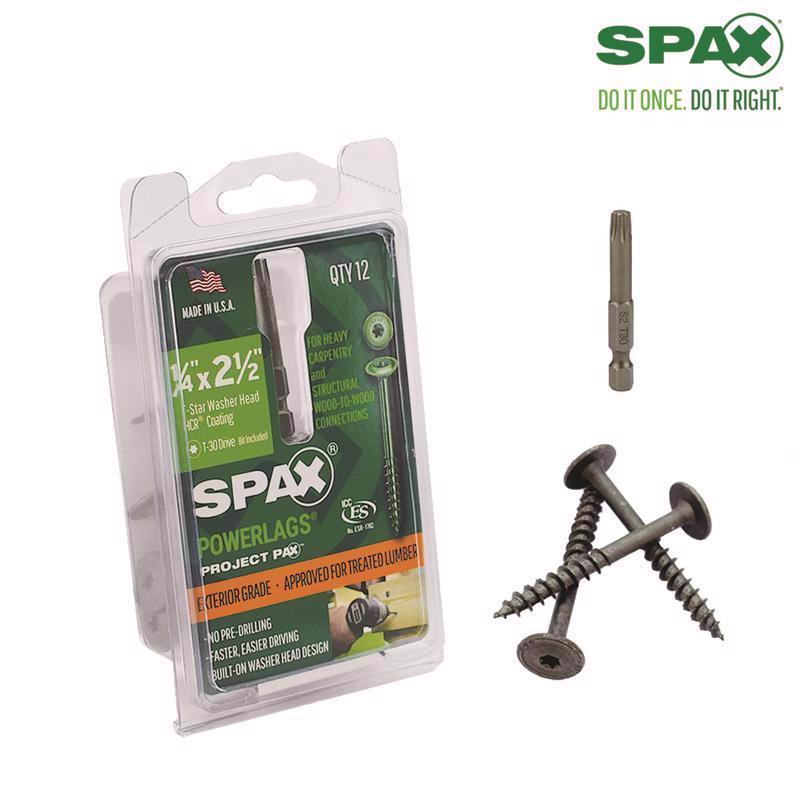 SPAX - SPAX PowerLag 1/4 in. in. X 2-1/2 in. L T-30 Washer Head Structural Screws 12 pk