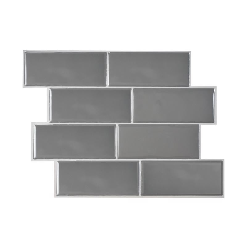 SMART TILES - Smart Tiles 8.38 in. W X 11.56 in. L Gray Mosaic Vinyl Adhesive Wall Tile 4 pc - Case of 6 [SM1064-4]