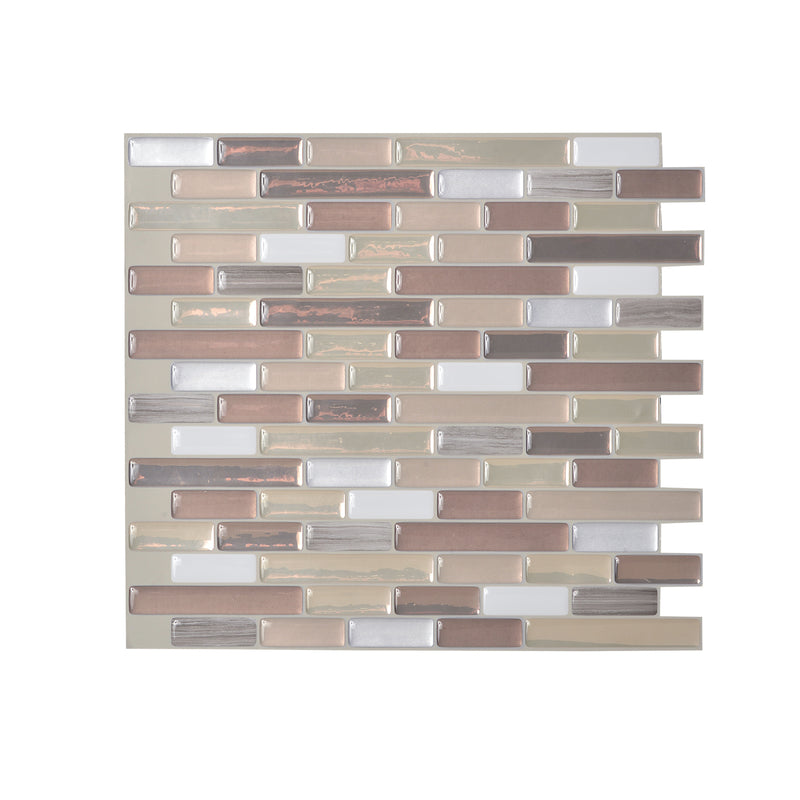 SMART TILES - Smart Tiles 9.1 in. W X 10.2 in. L Beige/White Mosaic Vinyl Adhesive Wall Tile 4 pc - Case of 6