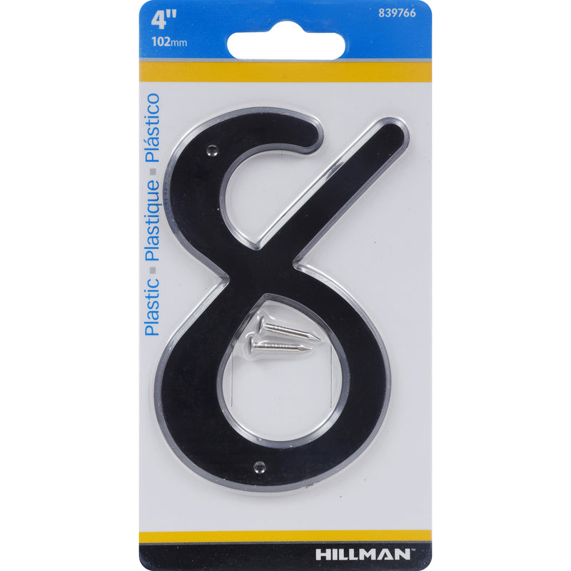 HILLMAN - Hillman 4 in. Black Plastic Nail-On Number 8 1 pc - Case of 10