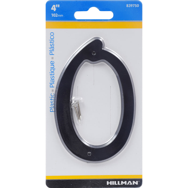 HILLMAN - Hillman 4 in. Black Plastic Nail-On Number 0 1 pc - Case of 10