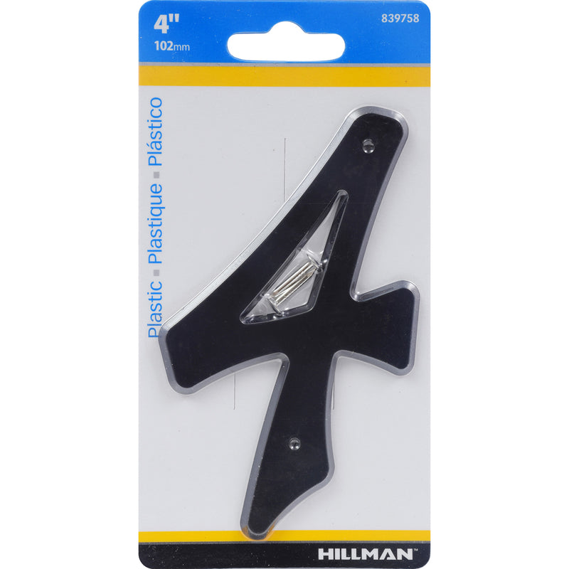 HILLMAN - Hillman 4 in. Black Plastic Nail-On Number 4 1 pc - Case of 10