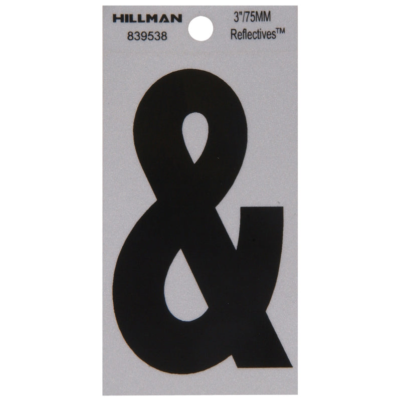 HILLMAN - Hillman 3 in. Reflective Black Vinyl Self-Adhesive Special Character Ampersand 1 pc - Case of 6