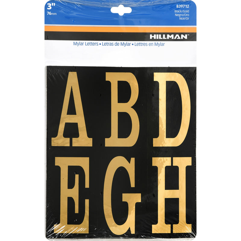 HILLMAN - Hillman 3 in. Reflective Gold Vinyl Self-Adhesive Letter Set A-Z 51 pc - Case of 5