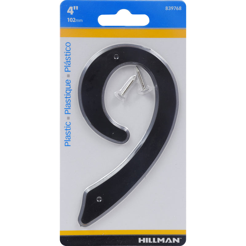 HILLMAN - Hillman 4 in. Black Plastic Nail-On Number 9 1 pc - Case of 10