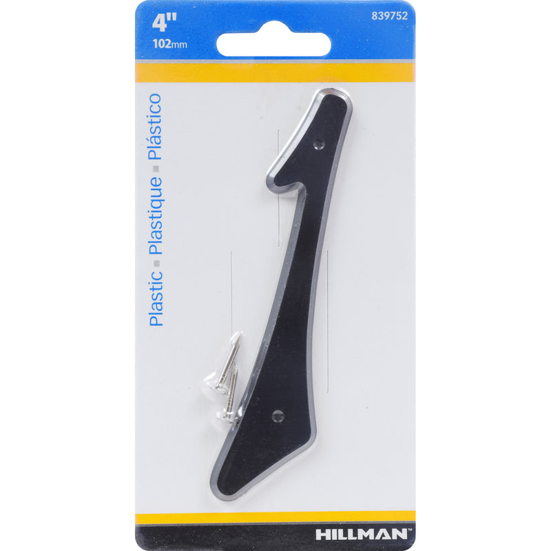 HILLMAN - Hillman 4 in. Black Plastic Nail-On Number 1 1 pc - Case of 10