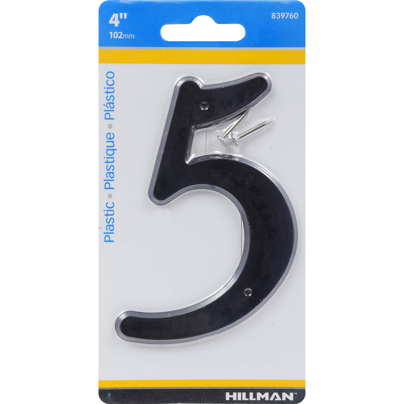 HILLMAN - Hillman 4 in. Black Plastic Nail-On Number 5 1 pc - Case of 10