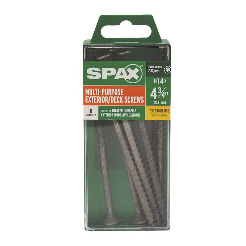 SPAX - SPAX No. 14 in. X 4-3/4 in. L Gray Star Flat Head Deck Screws 8 pk