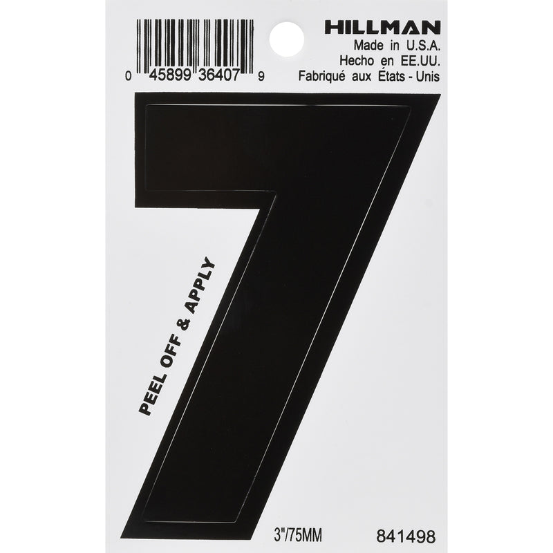 HILLMAN - Hillman 3 in. Black Vinyl Self-Adhesive Number 7 1 pc - Case of 6