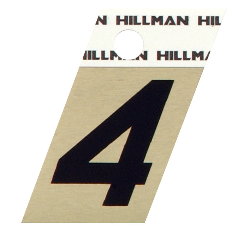 HILLMAN - Hillman 1.5 in. Reflective Black Aluminum Self-Adhesive Number 4 1 pc - Case of 6