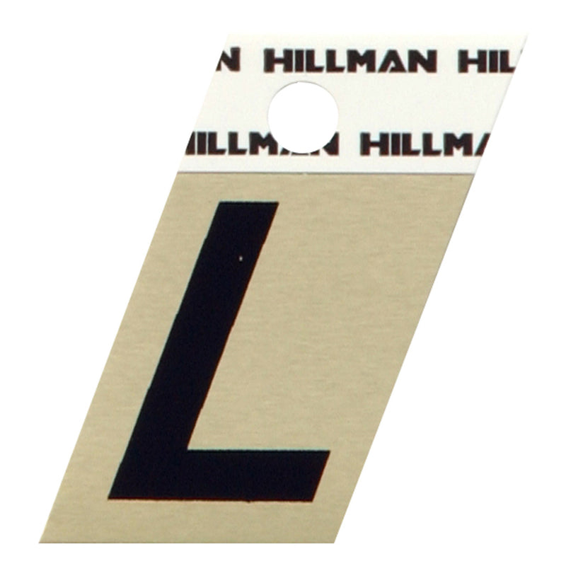 HILLMAN - Hillman 1.5 in. Black Aluminum Self-Adhesive Letter L 1 pc - Case of 6