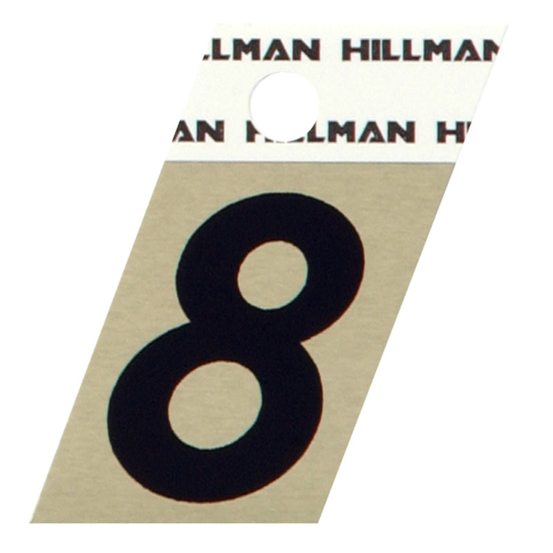 HILLMAN - Hillman 1.5 in. Reflective Black Aluminum Self-Adhesive Number 8 1 pc - Case of 6