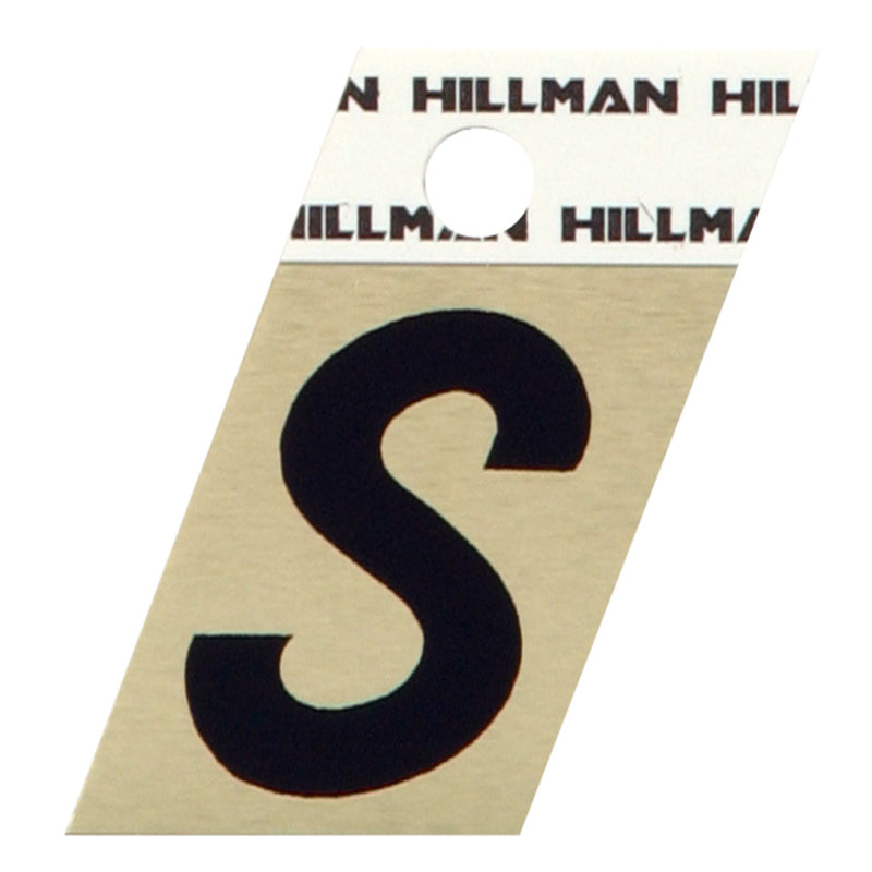 HILLMAN - Hillman 1.5 in. Black Aluminum Self-Adhesive Letter S 1 pc - Case of 6